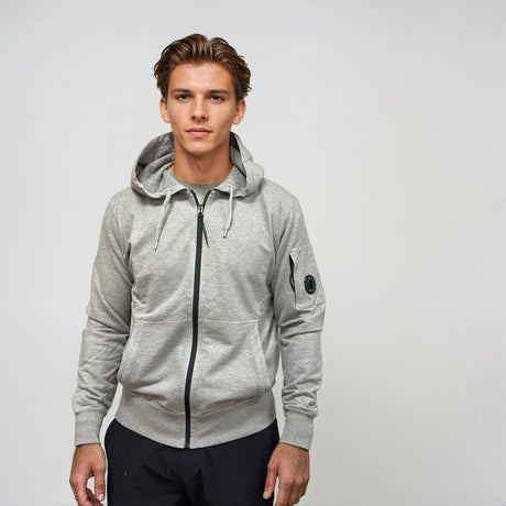CP Company Light Fleece Lens Zip Hoodie Grey - Boinclo - Outlet Sale Under Retail