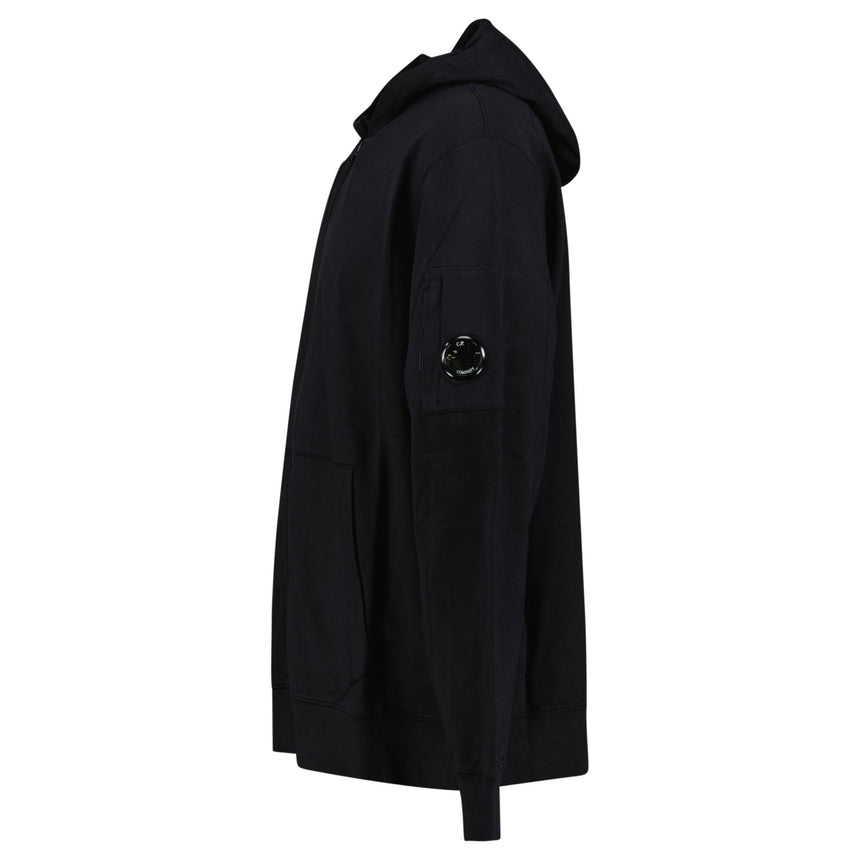 CP Company Light Fleece Zip Hooded Lens Sweatshirt in Black - Boinclo - Outlet Sale Under Retail