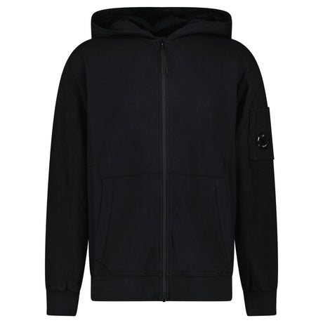 CP Company Light Fleece Zip Hooded Lens Sweatshirt in Black - Boinclo - Outlet Sale Under Retail