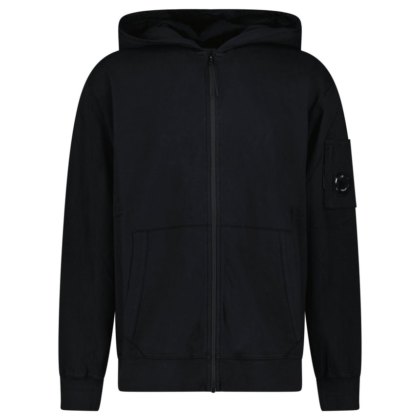 CP Company Light Fleece Zip Hooded Lens Sweatshirt in Black - Boinclo - Outlet Sale Under Retail