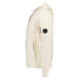 CP Company Light Fleece Zip Hooded Lens Sweatshirt in Frozen Dew Beige - Boinclo - Outlet Sale Under Retail