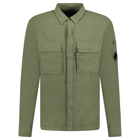 CP Company Linen & Cotton double Pocket Overshirt Khaki - Boinclo - Outlet Sale Under Retail