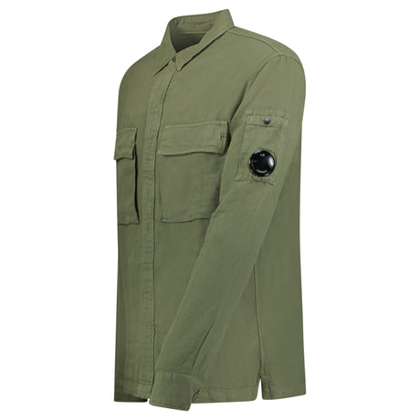 CP Company Linen & Cotton double Pocket Overshirt Khaki - Boinclo - Outlet Sale Under Retail