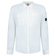 CP Company Linen Lens Safari Shirt in White - Boinclo - Outlet Sale Under Retail