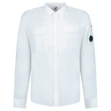 CP Company Linen Lens Safari Shirt in White - Boinclo - Outlet Sale Under Retail