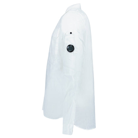 CP Company Linen Lens Safari Shirt in White - Boinclo - Outlet Sale Under Retail
