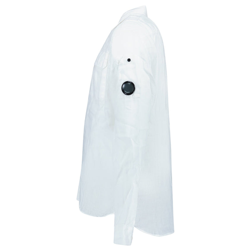 CP Company Linen Lens Safari Shirt in White - Boinclo - Outlet Sale Under Retail