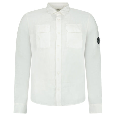 CP Company Linen Lens Safari Shirt in White - Boinclo - Outlet Sale Under Retail
