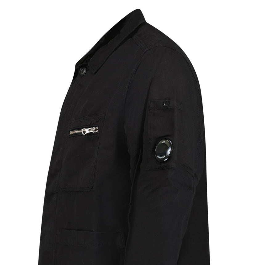 CP Company Linen/Cotton Lens Overshirt in Black - Boinclo - Outlet Sale Under Retail