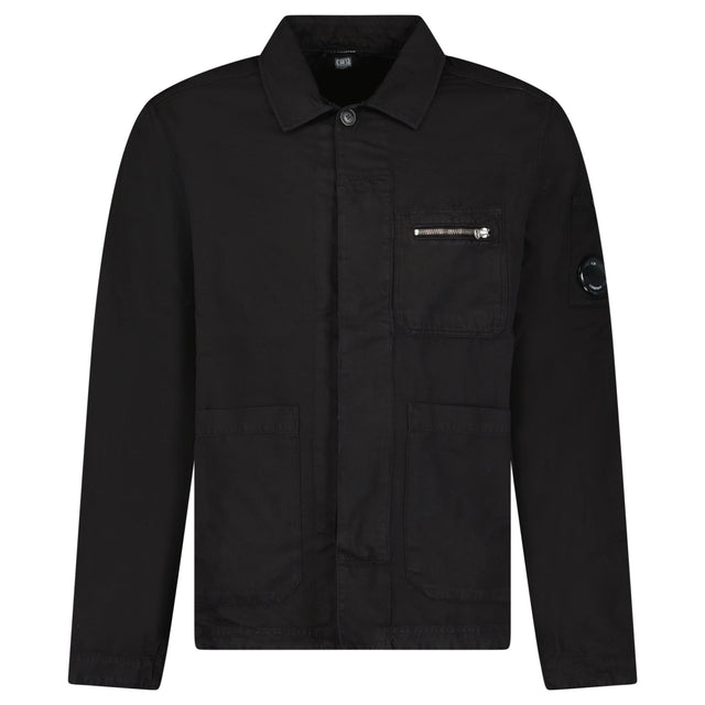 CP Company Linen/Cotton Lens Overshirt in Black - Boinclo - Outlet Sale Under Retail
