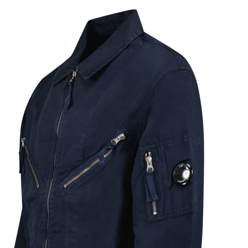 CP Company Linen/Cotton Lens Overshirt in Total Eclipse - Boinclo - Outlet Sale Under Retail