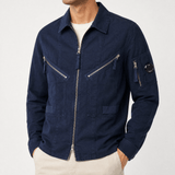 CP Company Linen/Cotton Lens Overshirt in Total Eclipse - Boinclo - Outlet Sale Under Retail