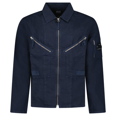 CP Company Linen/Cotton Lens Overshirt in Total Eclipse - Boinclo - Outlet Sale Under Retail