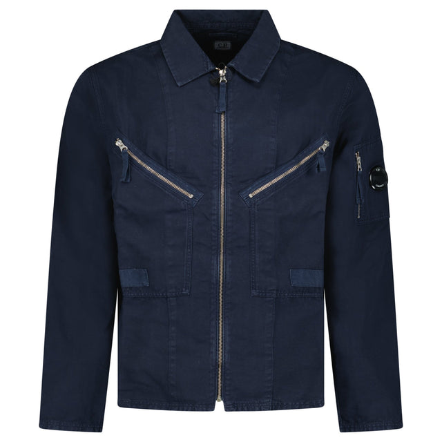 CP Company Linen/Cotton Lens Overshirt in Total Eclipse - Boinclo - Outlet Sale Under Retail