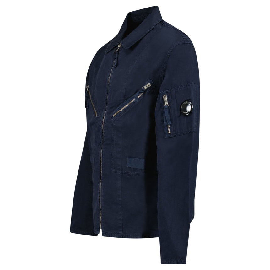 CP Company Linen/Cotton Lens Overshirt in Total Eclipse - Boinclo - Outlet Sale Under Retail
