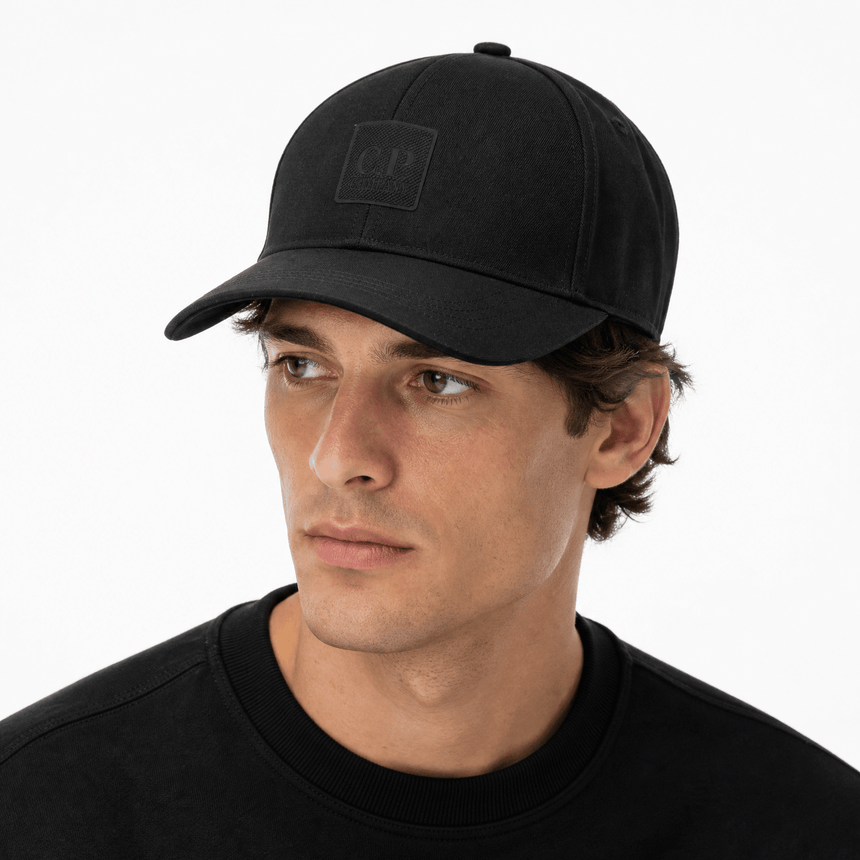 CP Company Metropolis Series Polyester Twill Logo Cap Black - Boinclo - Outlet Sale Under Retail
