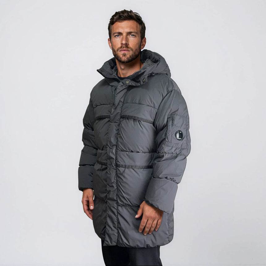 CP Company Nycra - R Hooded Long Down Jacket Dark Shadow - Boinclo - Outlet Sale Under Retail