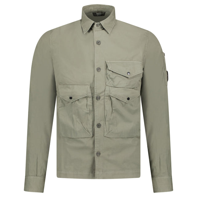 CP Company 'Organic Gabardine' Cotton Overshirt Green - Boinclo - Outlet Sale Under Retail