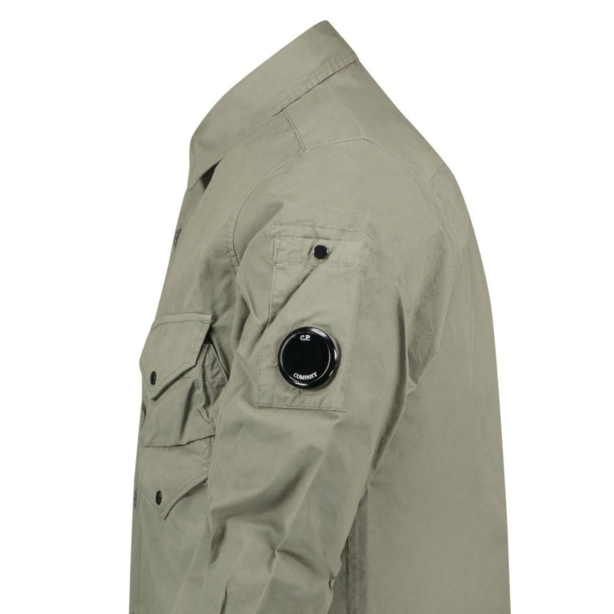 CP Company 'Organic Gabardine' Cotton Overshirt Green - Boinclo - Outlet Sale Under Retail