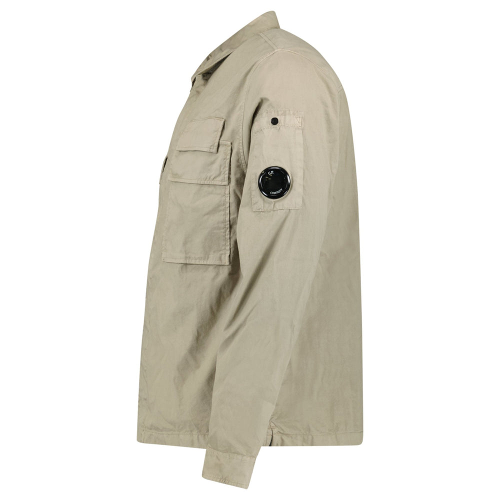 CP Company Organic Gabardine Lens Shirt in Vintage Khaki - Boinclo - Outlet Sale Under Retail