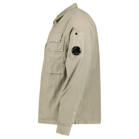 CP Company Organic Gabardine Lens Shirt in Vintage Khaki - Boinclo - Outlet Sale Under Retail