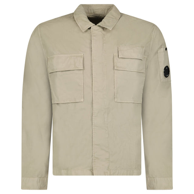 CP Company Organic Gabardine Lens Shirt in Vintage Khaki - Boinclo - Outlet Sale Under Retail
