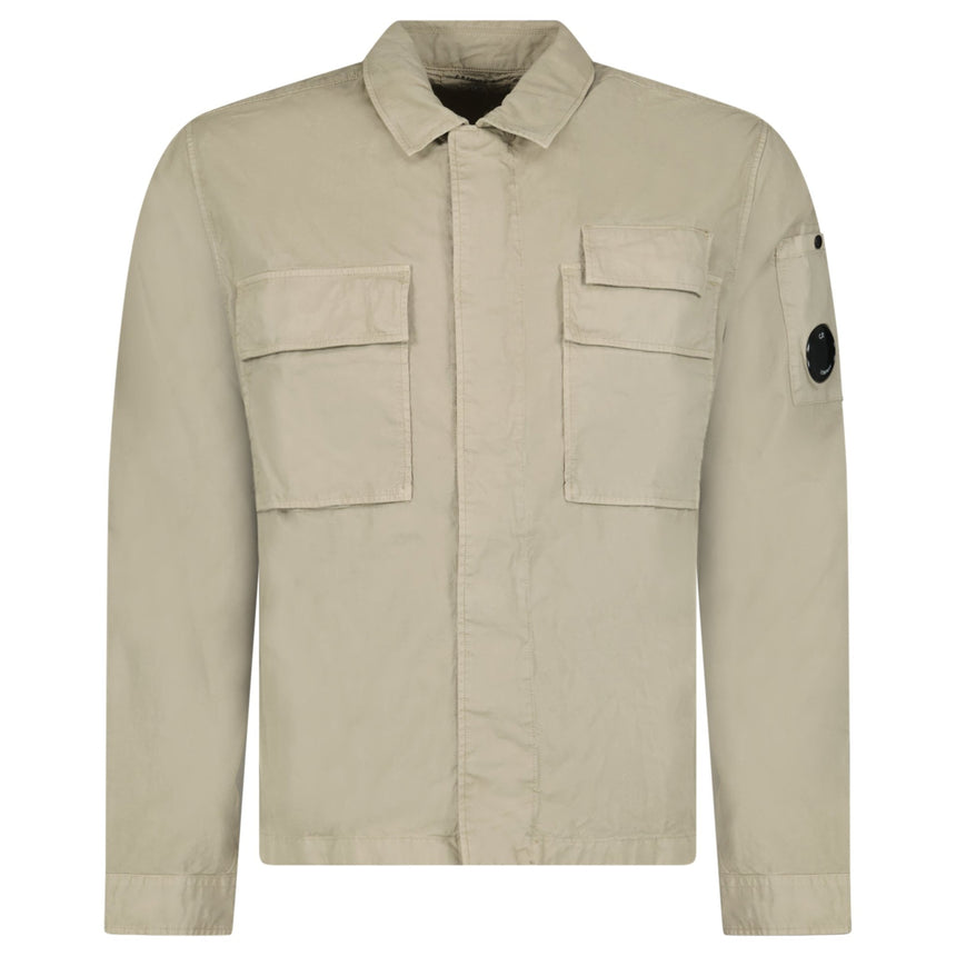 CP Company Organic Gabardine Lens Shirt in Vintage Khaki - Boinclo - Outlet Sale Under Retail