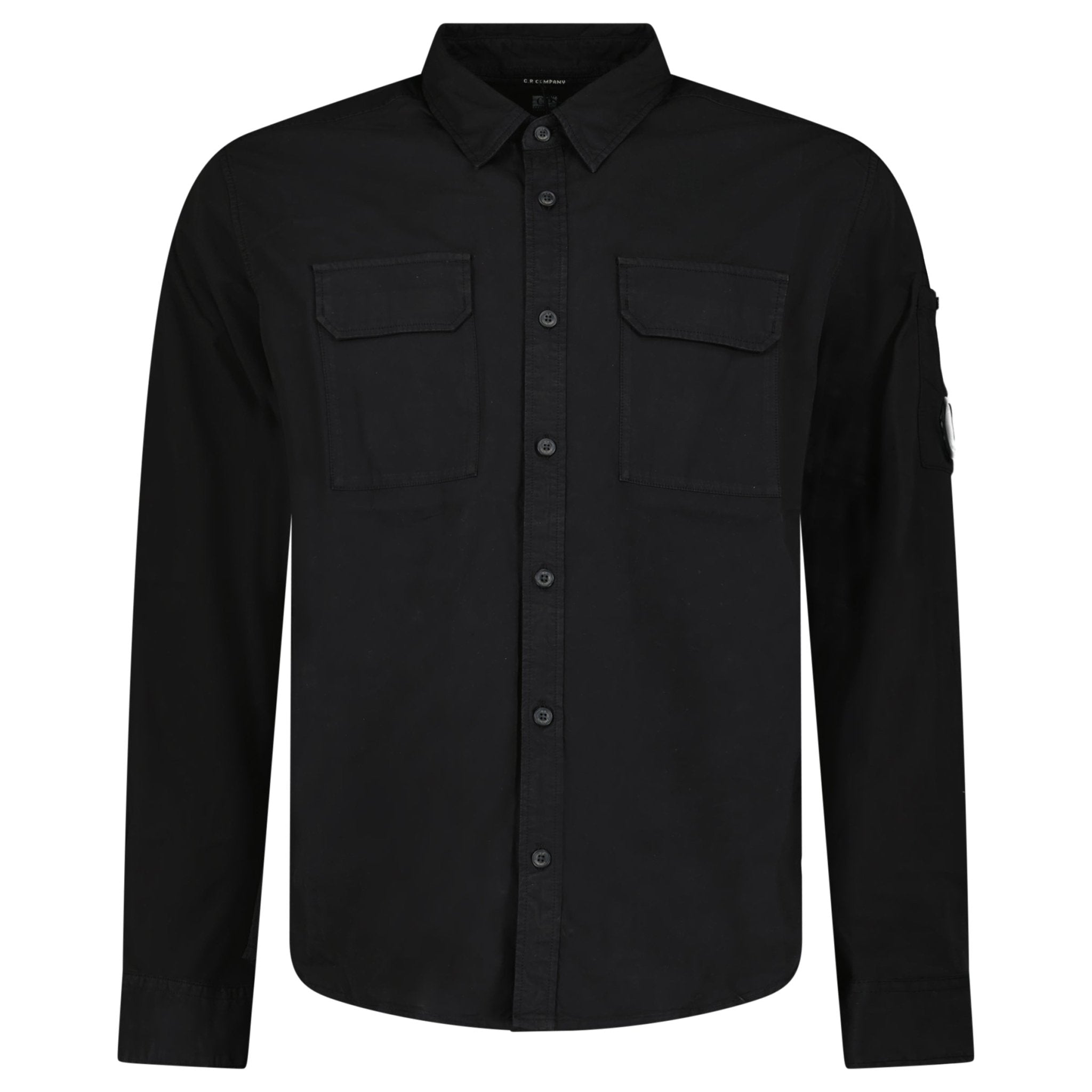 Color variation of CP Company Organic Gabardine Long Sleeve Lens Overshirt in Black