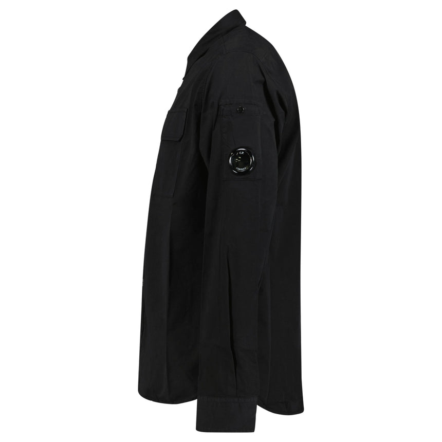 CP Company Organic Gabardine Long Sleeve Lens Overshirt in Black - Boinclo - Outlet Sale Under Retail