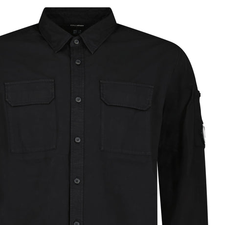 CP Company Organic Gabardine Long Sleeve Lens Overshirt in Black - Boinclo - Outlet Sale Under Retail