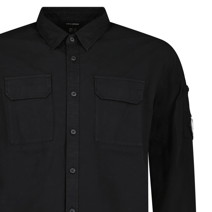 CP Company Organic Gabardine Long Sleeve Lens Overshirt in Black - Boinclo - Outlet Sale Under Retail