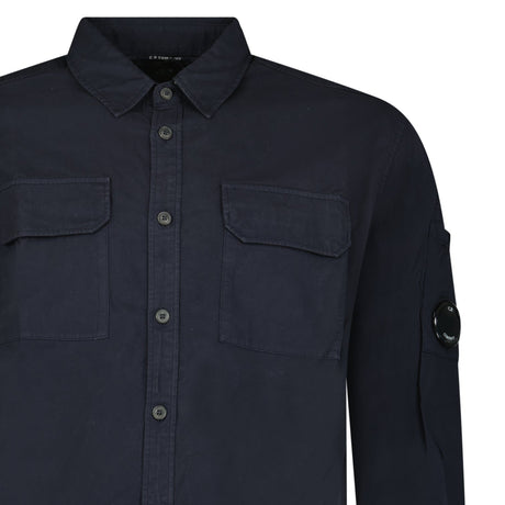 CP Company Organic Gabardine Long Sleeve Lens Overshirt in Navy Blue - Boinclo - Outlet Sale Under Retail