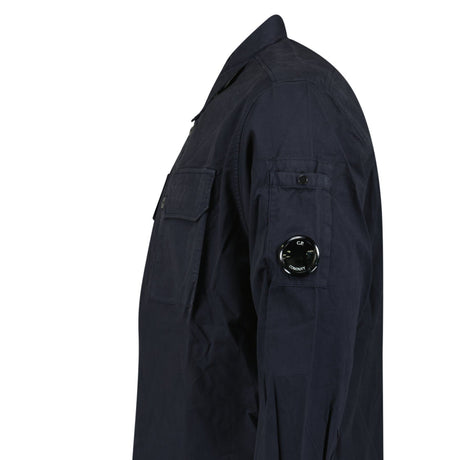 CP Company Organic Gabardine Long Sleeve Lens Overshirt in Navy Blue - Boinclo - Outlet Sale Under Retail