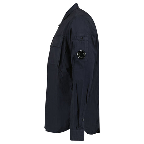 CP Company Organic Gabardine Long Sleeve Lens Overshirt in Navy Blue - Boinclo - Outlet Sale Under Retail