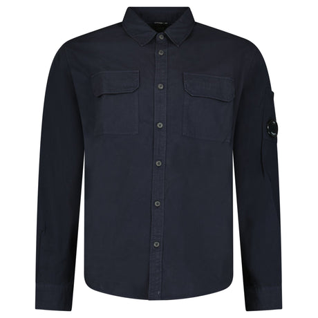 CP Company Organic Gabardine Long Sleeve Lens Overshirt in Navy Blue - Boinclo - Outlet Sale Under Retail