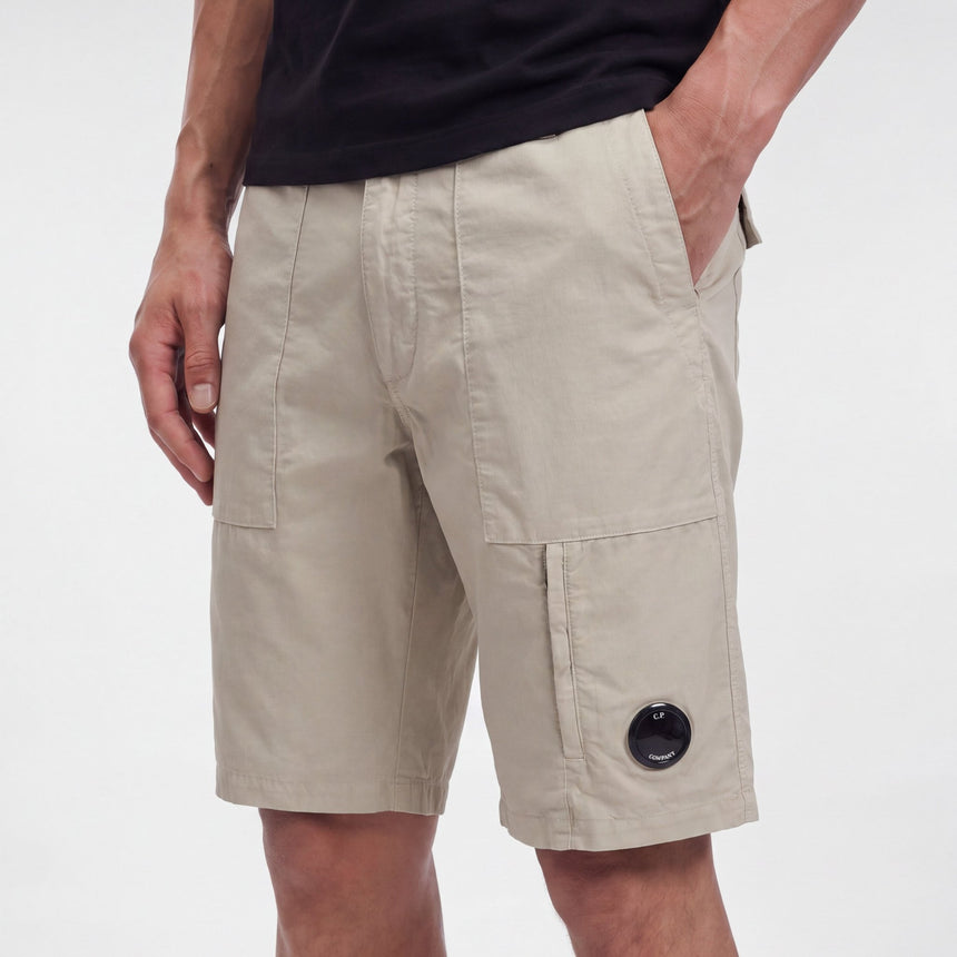 CP Company Ottoman Lens Bermuda Shorts in Vintage Khaki - Boinclo - Outlet Sale Under Retail