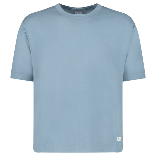 CP Company Sea Island Crewneck Knit T-Shirt in Stormy Weather Blue - Boinclo - Outlet Sale Under Retail