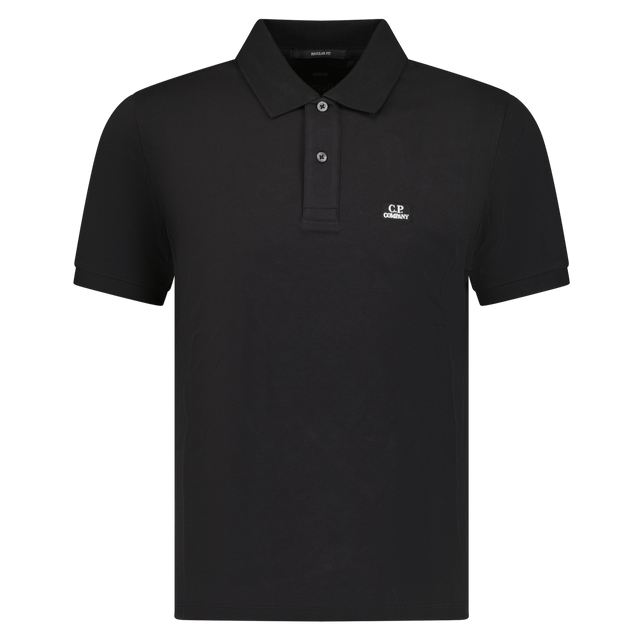 CP Company Short Sleeve Stitch Logo Polo - Shirt Black - Boinclo - Outlet Sale Under Retail