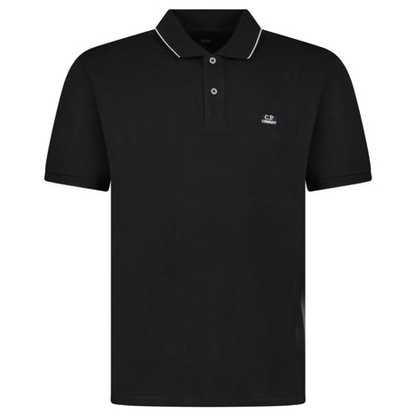 CP Company Stretch Piquet Striped Collar Polo in Black - Boinclo - Outlet Sale Under Retail