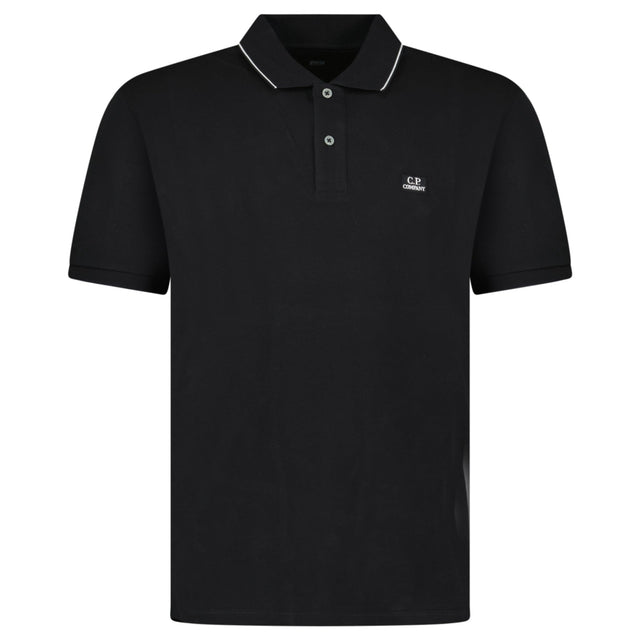 CP Company Stretch Piquet Striped Collar Polo in Black - Boinclo - Outlet Sale Under Retail
