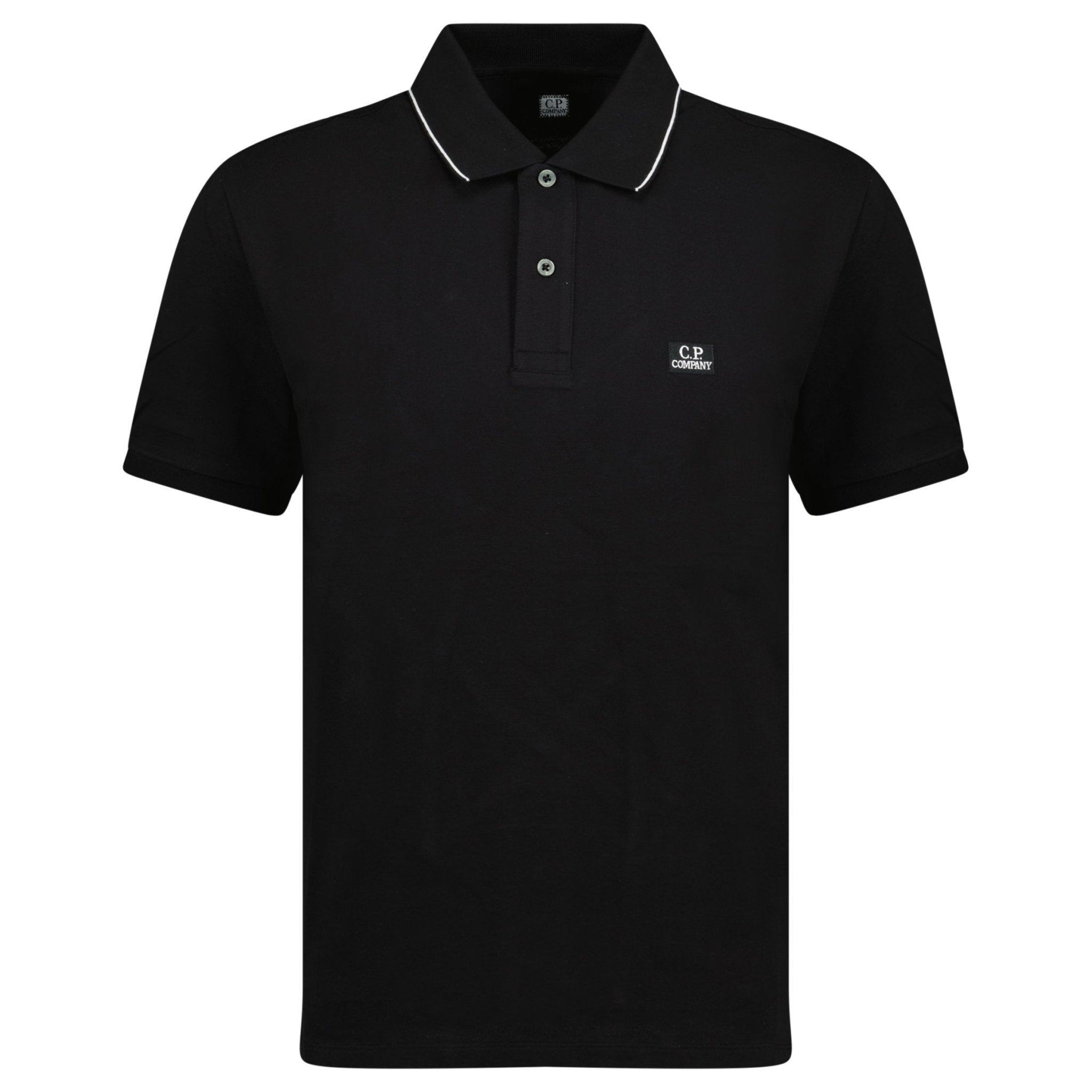 Stretch Piquet Striped Collar Polo Shirt Black