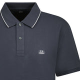 CP Company Stretch Piquet Striped Collar Polo Shirt Black Sand - Boinclo - Outlet Sale Under Retail