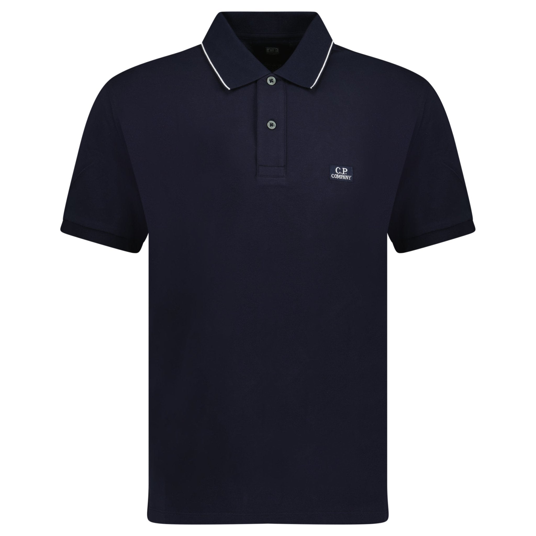 Color variation of Stretch Piquet Striped Collar Polo Shirt Navy