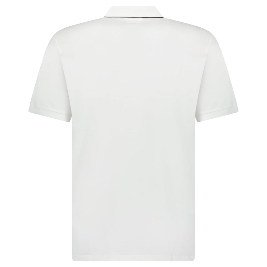 CP Company Stretch Piquet Striped Collar Polo Shirt White - Boinclo - Outlet Sale Under Retail
