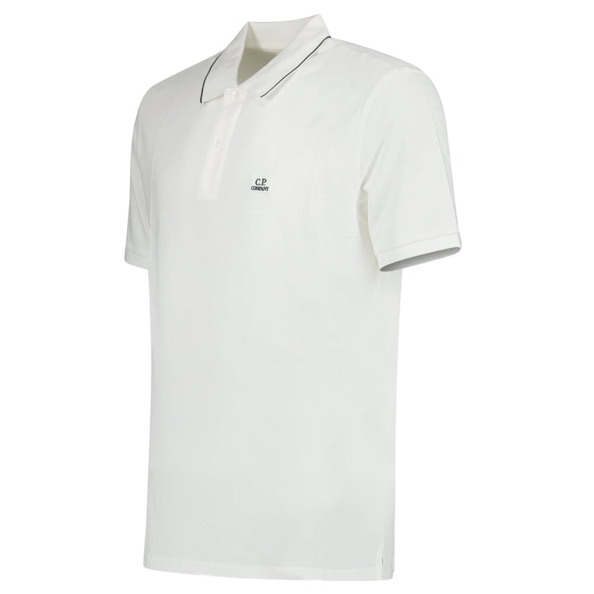 CP Company Stretch Piquet Striped Collar Polo Shirt White - Boinclo - Outlet Sale Under Retail
