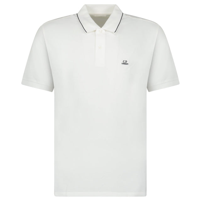 CP Company Stretch Piquet Striped Collar Polo Shirt White - Boinclo - Outlet Sale Under Retail