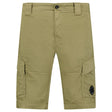 CP Company Stretch Sateen Cargo Lens Shorts Dried Herb - Boinclo - Outlet Sale Under Retail