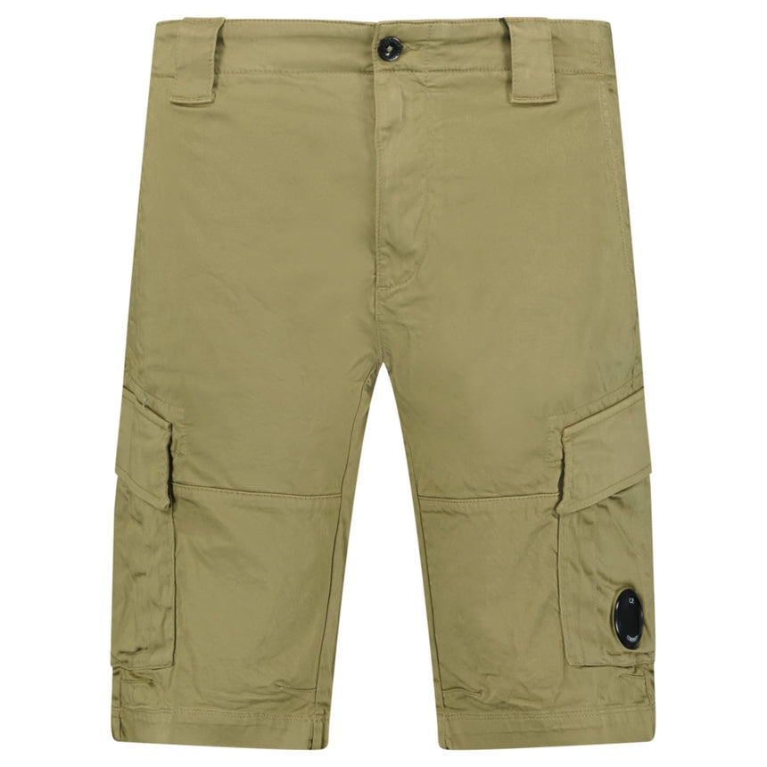 CP Company Stretch Sateen Cargo Lens Shorts Dried Herb - Boinclo - Outlet Sale Under Retail