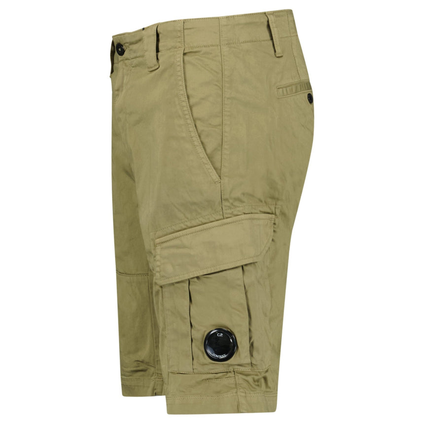 CP Company Stretch Sateen Cargo Lens Shorts Dried Herb - Boinclo - Outlet Sale Under Retail