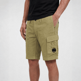 CP Company Stretch Sateen Cargo Lens Shorts Dried Herb - Boinclo - Outlet Sale Under Retail